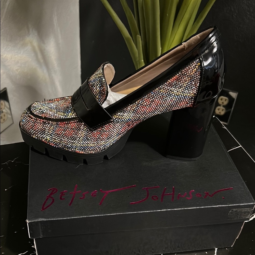 Betsey Johnson Black Glitter with Elegant Loafer Design
